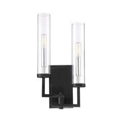 Folsom 2-Light Adjustable Wall Sconce in Matte Black with Polished Chrome Accents