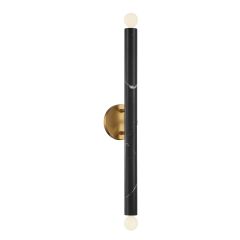 Callaway 2-Light Wall Sconce in Black Marble with Warm Brass