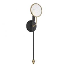 Oberyn 1-Light Wall Sconce in Vintage Black with Warm Brass