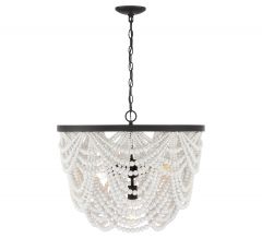5-Light Chandelier in White with Oil Rubbed Bronze