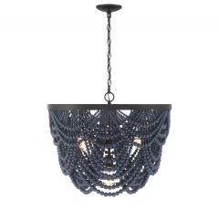 5-Light Chandelier in Navy Blue with Oil Rubbed Bronze