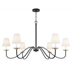6-Light Chandelier in Black with Natural Brass