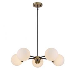 5-Light Chandelier in Oil Rubbed Bronze with Natural Brass