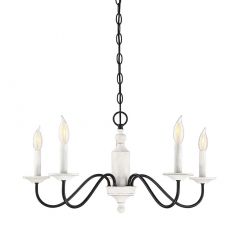 5-Light Chandelier in Washed Wood and Iron