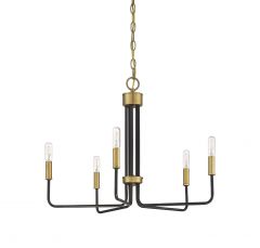 5-Light Chandelier in Oil Rubbed Bronze with Natural Brass