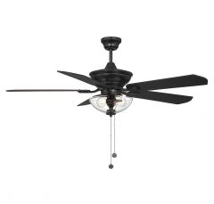 52" 2-Light Outdoor Ceiling Fan in Matte Black