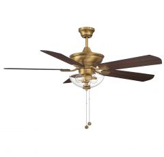 52" 2-Light Outdoor Ceiling Fan in Natural Brass