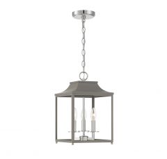 3-Light Pendant in Gray with Polished Nickel