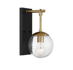 1-Light Outdoor Wall Lantern in Oil Rubbed Bronze with Natural Brass
