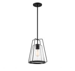 1-Light Outdoor Hanging Lantern in Matte Black