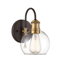 1-Light Outdoor Wall Sconce in Oil Rubbed Bronze with Natural Brass