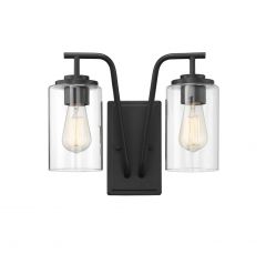 2-Light Outdoor Wall Sconce in Matte Black