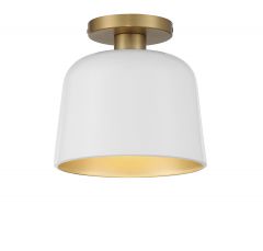 1-Light Ceiling Light in White with Natural Brass