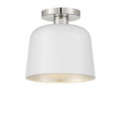 1-Light Ceiling Light in White with Polished Nickel