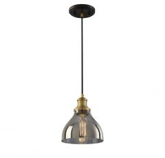 1-Light Mini-Pendant in Oil Rubbed Bronze with Natural Brass