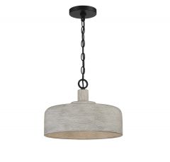 1-Light Pendant in Weathered Gray with Black