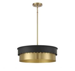 4-Light Pendant in Matte Black and Natural Brass