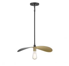 1-Light Pendant in Matte Black and Painted Gold
