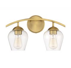 2-Light Bathroom Vanity Light in Natural Brass