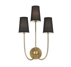 3-Light Wall Sconce in Natural Brass