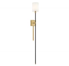 1-Light Wall Sconce in Black with Natural Brass