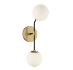 2-Light Wall Sconce in Matte Black and Natural Brass