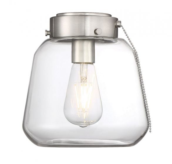 1 Light Fan Kit In Satin Nickel, Clear Glass Ceiling Fan Light Globes