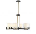 Eaton 6-Light Chandelier in Matte Black with Warm Brass Accents