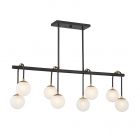 Couplet 8-Light Linear Chandelier in Matte Black with Warm Brass Accents