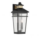 Kingsley 2-Light Outdoor Wall Lantern in Matte Black with Warm Brass Accents