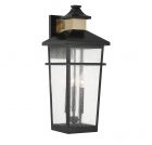 Kingsley 3-Light Outdoor Wall Lantern in Matte Black with Warm Brass Accents