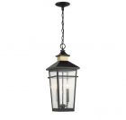 Kingsley 2-Light Outdoor Hanging Lantern in Matte Black with Warm Brass Accents
