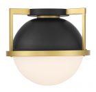 Carlysle 1-Light Ceiling Light in Matte Black with Warm Brass Accents