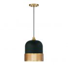 Eclipse 1-Light Pendant in Matte Black with Warm Brass Accents