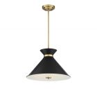 Lamar 3-Light Pendant in Matte Black with Warm Brass Accents