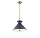 Lamar 3-Light Pendant in Navy Blue with Brass Accents
