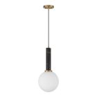 Callaway 1-Light Pendant in Black Marble with Warm Brass