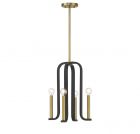 Archway 4-Light Pendant in Matte Black with Warm Brass Accents