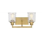 Hampton 2-Light Bathroom Vanity Light in Warm Brass