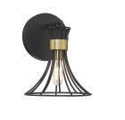 Breur 1-Light Wall Sconce in Matte Black with Warm Brass Accents