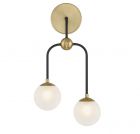 Couplet 2-Light Wall Sconce in Matte Black with Warm Brass Accents